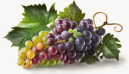 A bunch of grapes photoreal illustration on white background can easily be isolated vector