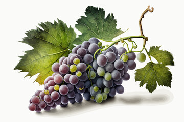 Fototapeta premium A bunch of grapes photoreal illustration on white background can easily be isolated vector