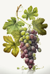 A bunch of grapes photoreal illustration on white background can easily be isolated vector