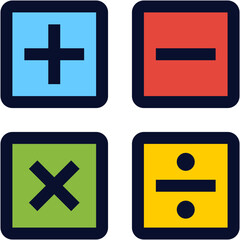 Fototapeta premium Basic Mathematics Signs Color Icon