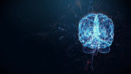 3d Hologram of Human brain Surrounded By Energy Flows In A Futuristic Style HUD Anatomy Infographic - Powered by Adobe