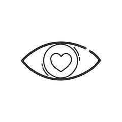 Heart and eye icon. Hand drawing design style. Vector.