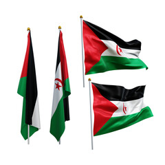 3d rendering africa Western Sahara flag fluttering and no fluttering