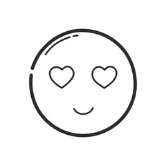 Smiley in love icon. Hand drawing design style. Vector.