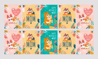 Fototapeta na wymiar happy mother day social media stories vector flat design
