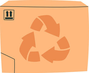 Cardboard box flat icon Recycling sticker