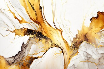 Abstract golden watercolor marble background. Generative AI