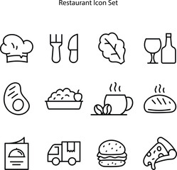 restaurant icon set, Fork And Knife icon, restaurant icon for app, web, logo.