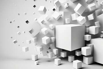 Abstract 3d render white geometric background. Generative AI
