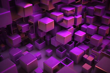 Abstract 3d render purple geometric background. Generative AI