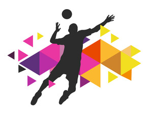 Volleyball sport graphic for use as a template for flyer or for use in web design.