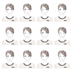 エステティシャンの表情セット