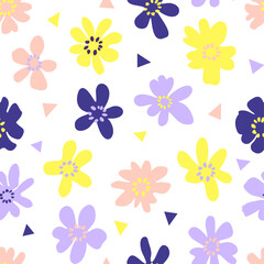 Vector Doodle Drawing Abstract Floral Seamless Surface Pattern for Products or Wrapping Paper Prints.