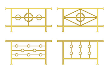 Set of golden railings, wrought iron fence,wrought gate.