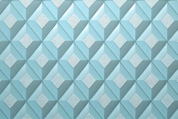 seamless geometric pattern with triangles, light blue wallpaper. Generative AI