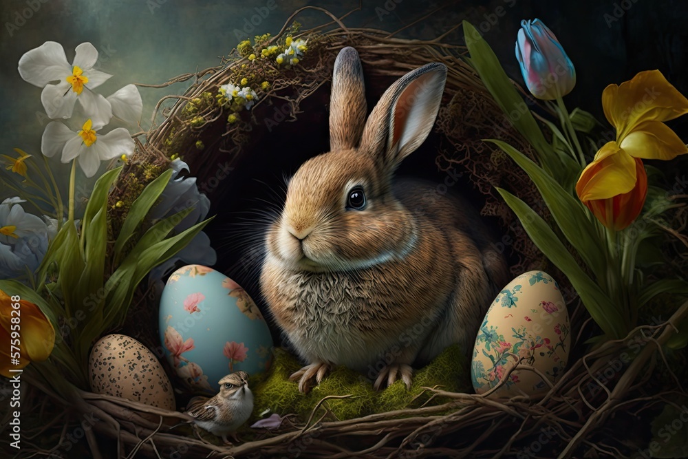 Poster Springing into Fanciful Easter Fun – Wildlife and Magic Unfolding Generative AI