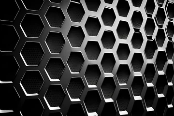 Tapeten abstract black shiny background with hexagons. Generative AI © Dominik