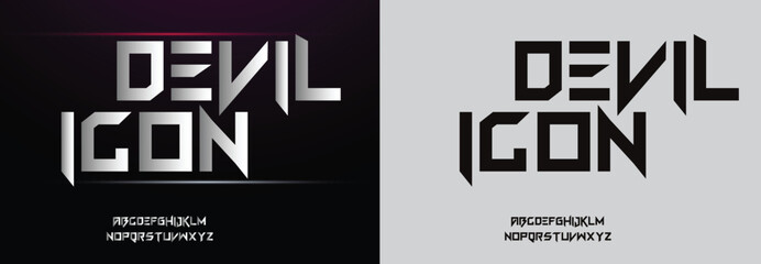 Devil Icon, Modern Sport Fonts. Typeface Tech style fonts for technology, digital, movie, logo design. Alphabet Collections	
