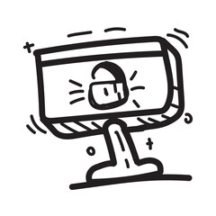 doodle computer security icon outline vector