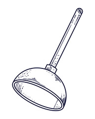 plunger cleaning doodle