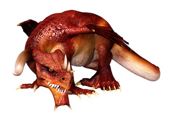 3D Rendering Fairy Tale Dragon on White