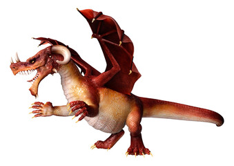 Fototapeta premium 3D Rendering Fairy Tale Dragon on White
