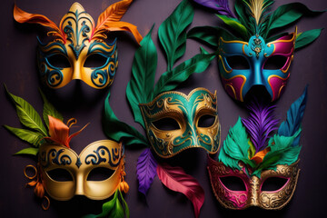 Carnival mask background. Mardi gras party celebration. Generative ai