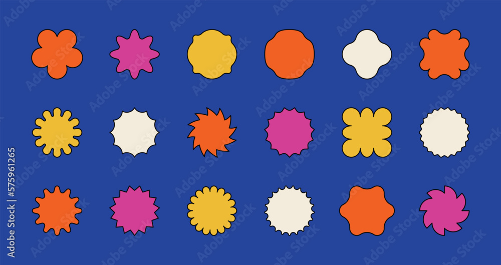 Aufkleber vector set of minimalist brutalist design elements, futuristic shapes and geometric figures and star
