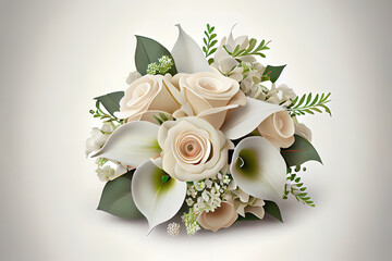 Amazing Cute wedding arrangement on white background. Generative Ai