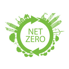 Net zero, CO2 neutral green icon. Eco friendly isolated sign. Vector