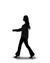 歩く女性のシルエット