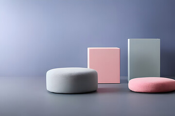 Product Photography Background, featuring light pastel colours and soft light, created using Generative Ai Technology.