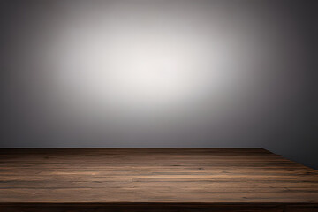 Product Photography Background, featuring wood desk base and soft light, created using Generative Ai Technology.