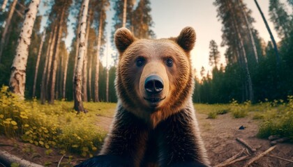 Obraz na płótnie Canvas bear on forest, Generative AI
