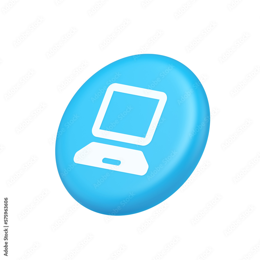 Poster computer network connection button digital information browsing 3d isometric realistic icon