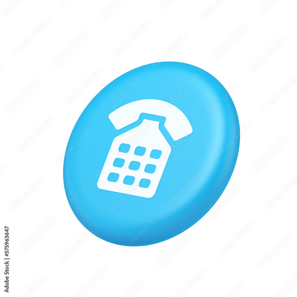 Poster phone call contact communication web button helpline hotline 3d isometric realistic icon