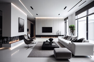 Contemporary interior with clean lines, minimal design and neutral colours.