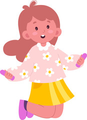 Happy child jumping flat icon Leisure time