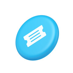 Ticket pass coupon raffle lottery cinema show entrance permission 3d isometric realistic icon