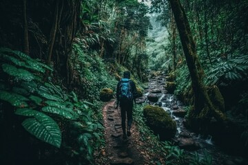 Dense tropical exotic jungle. AI generated, human improved