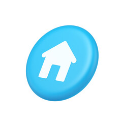 Home page button house web symbol cyberspace application interface 3d isometric realistic icon