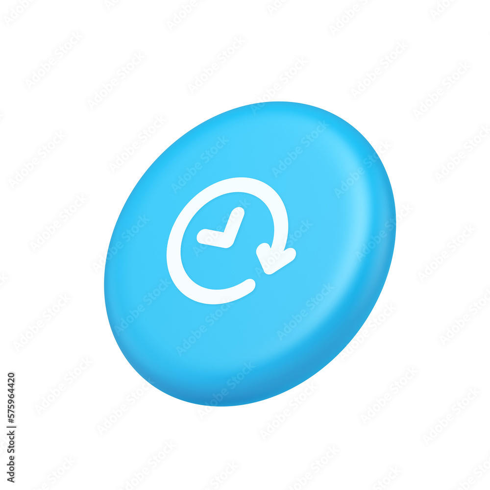 Aufkleber clock in circle arrow button time countdown deadline chronometer 3d isometric realistic icon