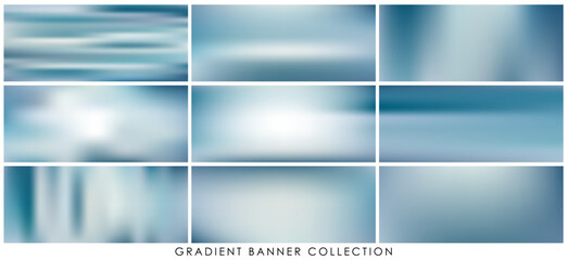 Abstract blue color blurred background set. Banner size template for graphic design.Suitable for cover, wallpaper, branding, business card, social media,mobile apps, landing pages and other projects
