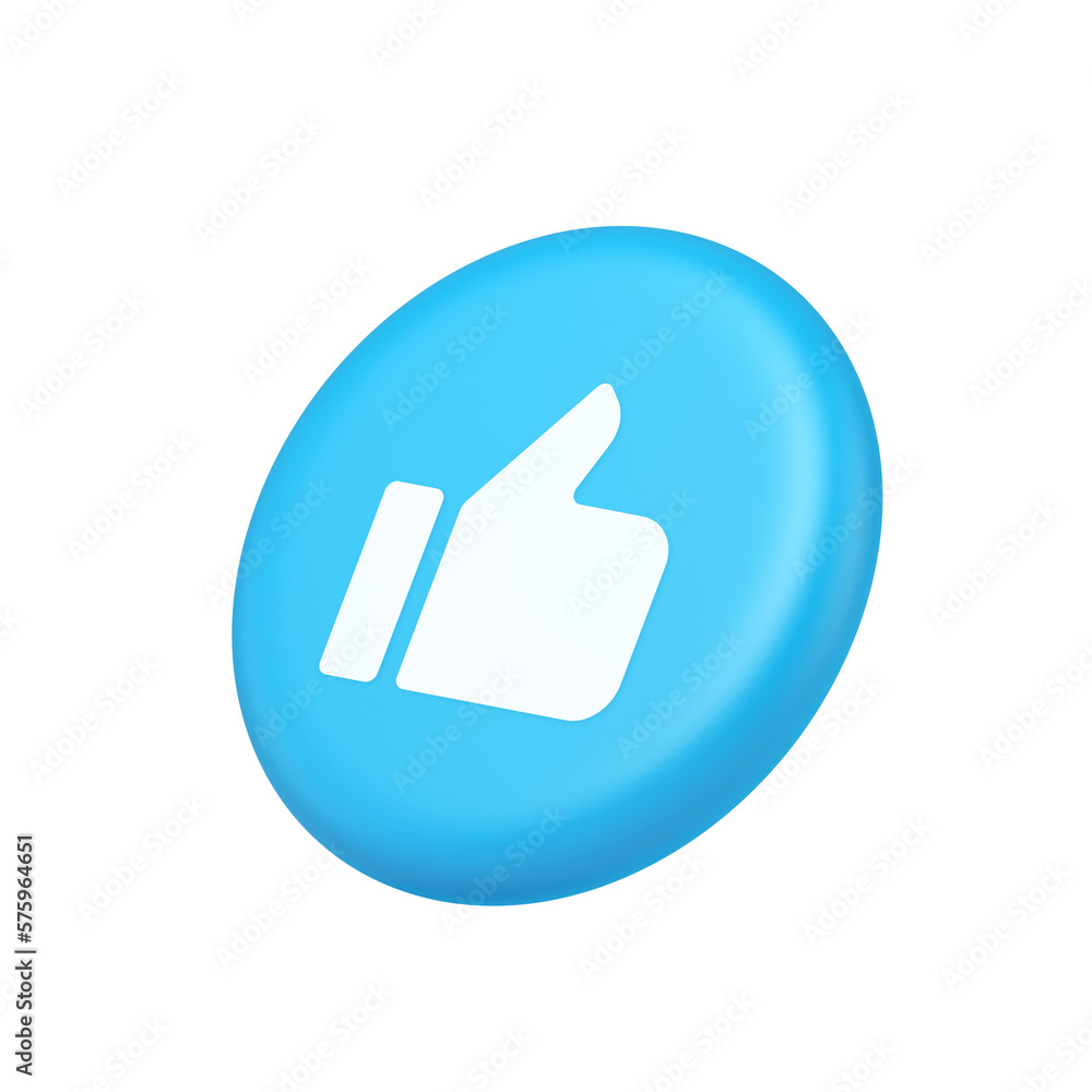 Poster Like thumb up approve rating button confirmation cool website networking 3d isometric realistic icon