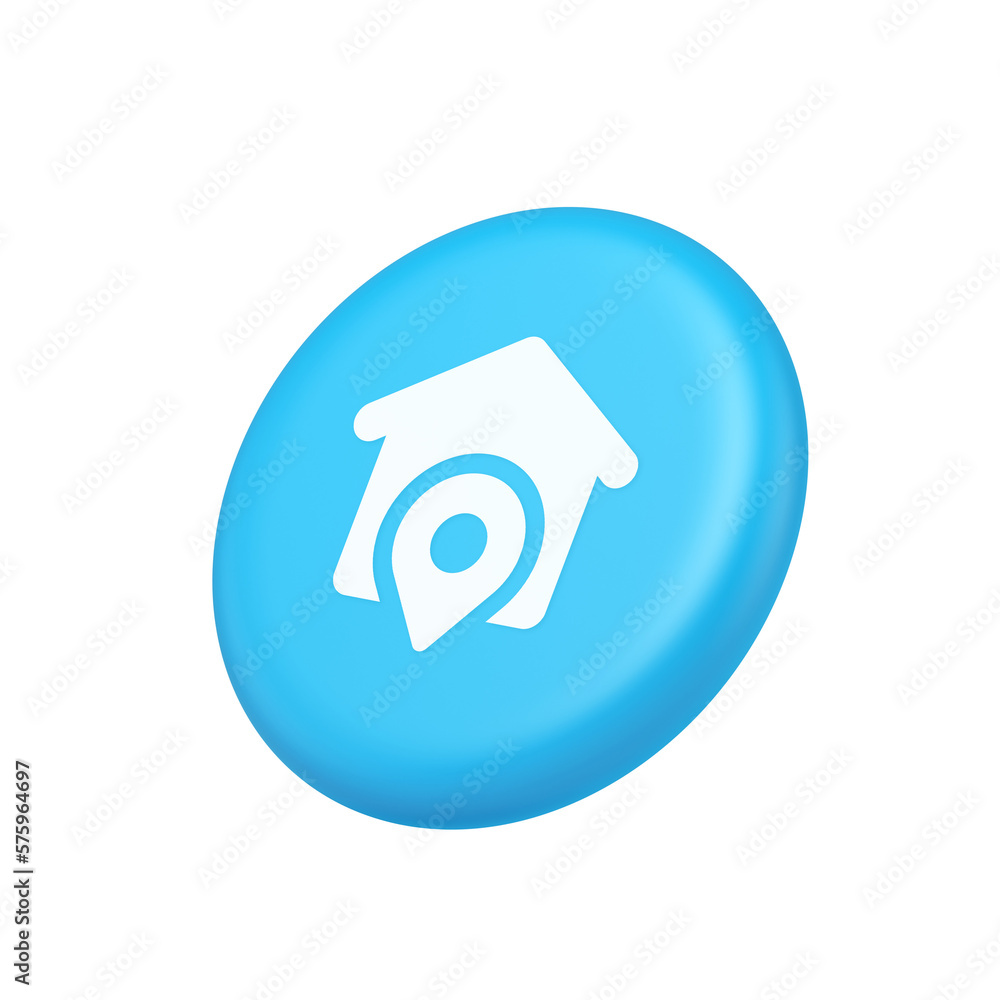 Poster house location gps route button distance navigation map pin pointer address direction 3d side view i