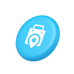 Shop location map pin with shopping bag button web app design isometric realistic icon