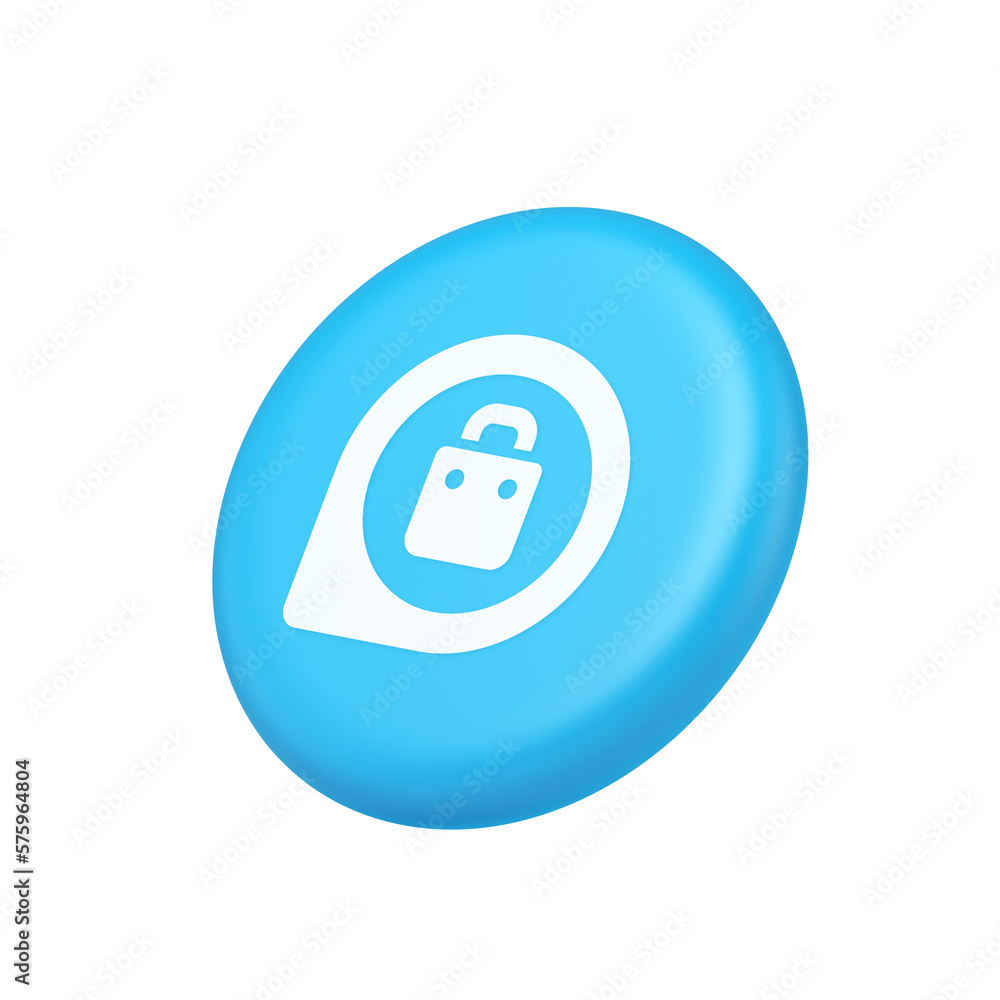 Poster shopping bag map pin pointer address navigation button store market location 3d side view icon