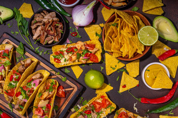 Taco, nachos mexican street food