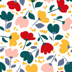 Vector Doodle Drawing Abstract Floral Seamless Surface Pattern for Products or Wrapping Paper Prints.