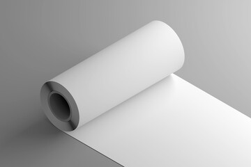 Mockup template with rolled paper with blank surface on gray background. 3d render.